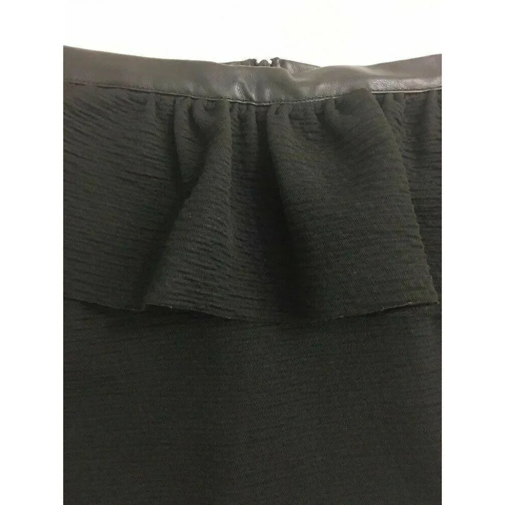 Zara Womens Solid Black Faux Leather Trim Pencil Skirt Small